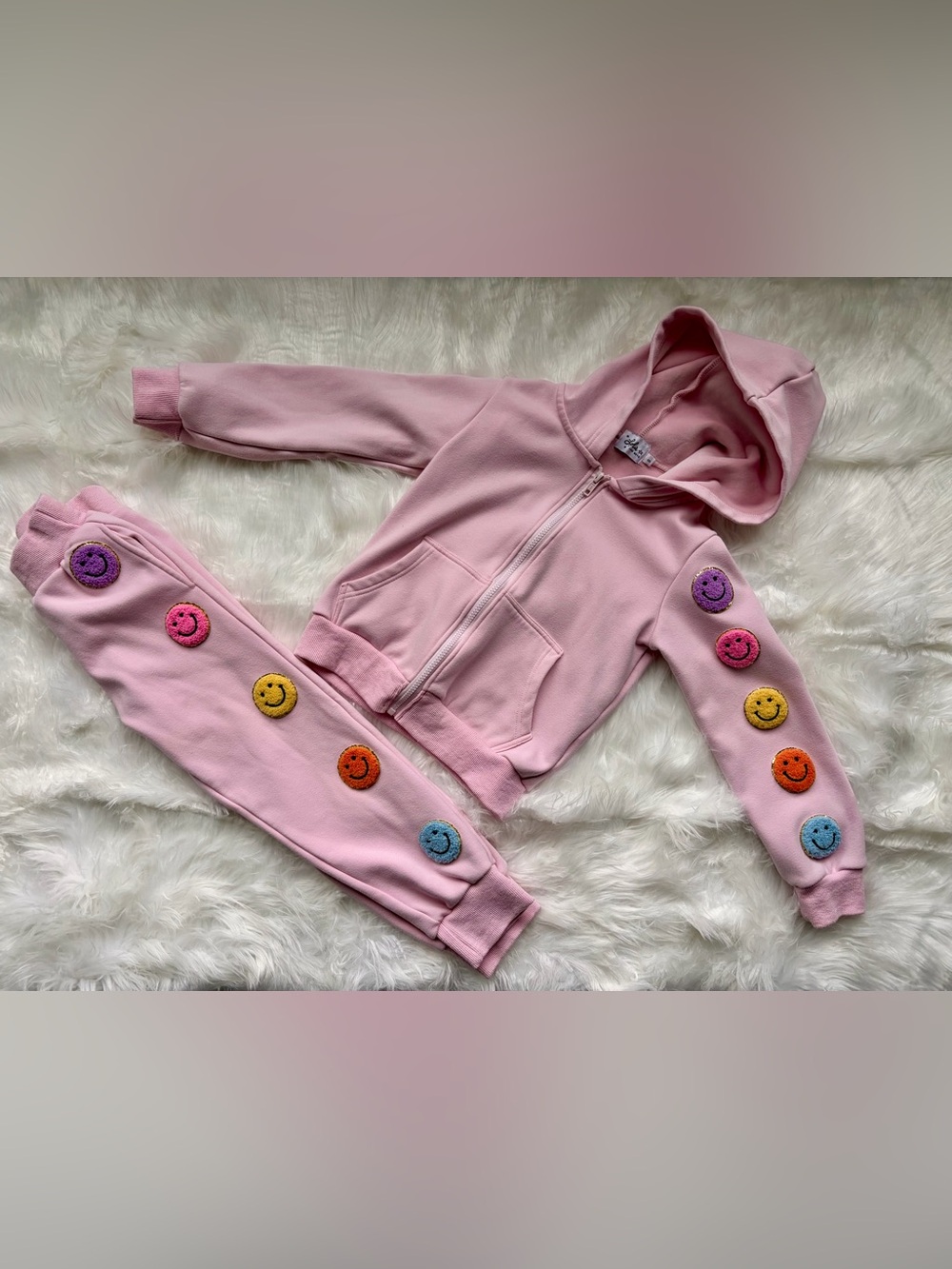 Lola and the Boys Rainbow Cozy Emoji Jogger Set